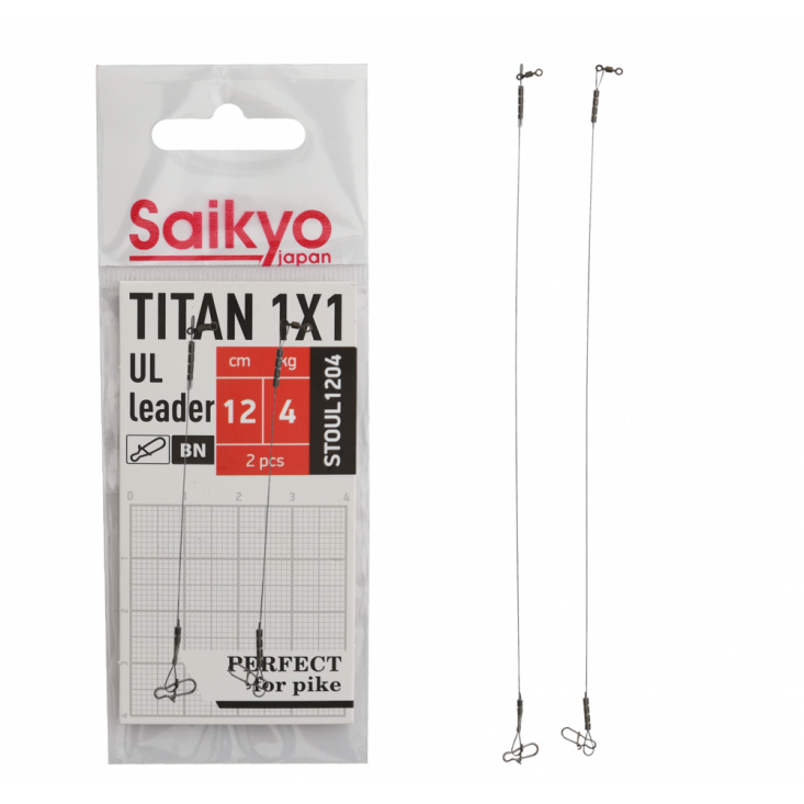 Поводок Saikyo Titan 1x1 UL STOUL1204, 4кг/12см, 2шт