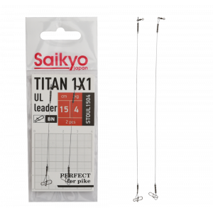 Поводок Saikyo Titan 1x1 UL STOUL1504, 4кг/15см, 2шт